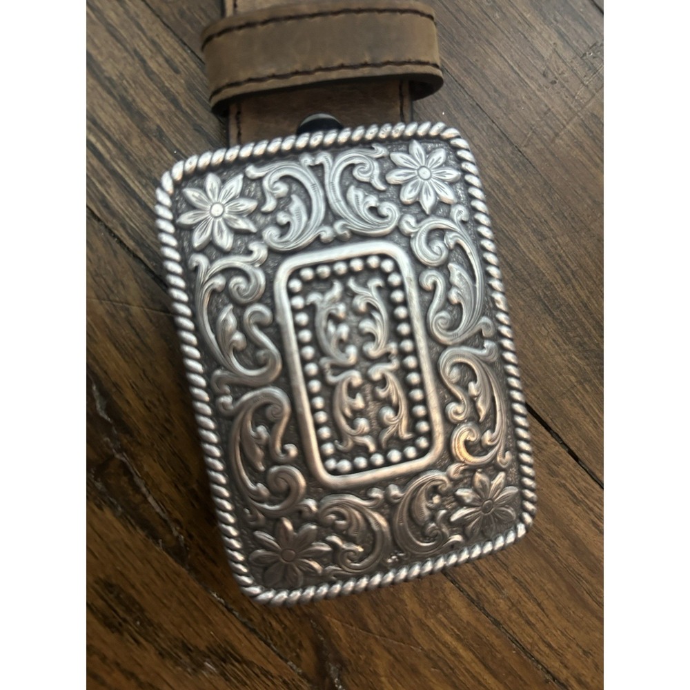 Ariat Belt Top Grain Saddle Leather  Size 36 Limited Addition Buckle Western